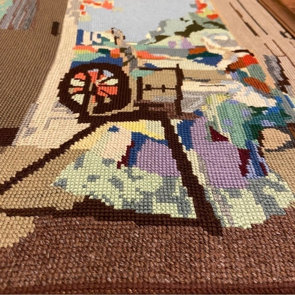 Vintage framed embroidered‎ wall art  work - Picture 3 of 15